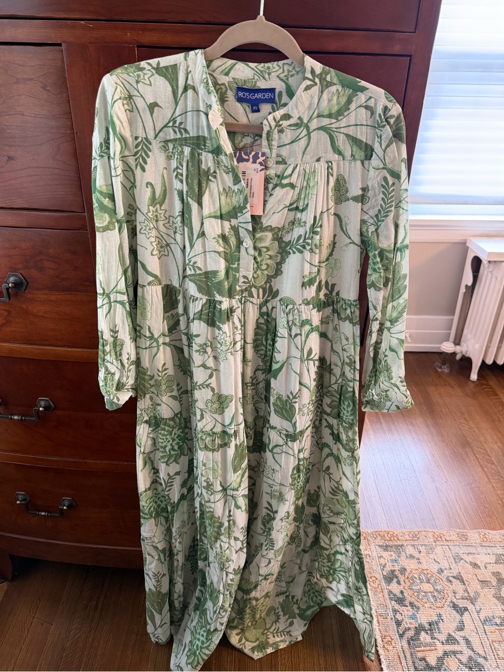 NWT Ro’s Garden Green FloralTiffany Maxi Dress XS